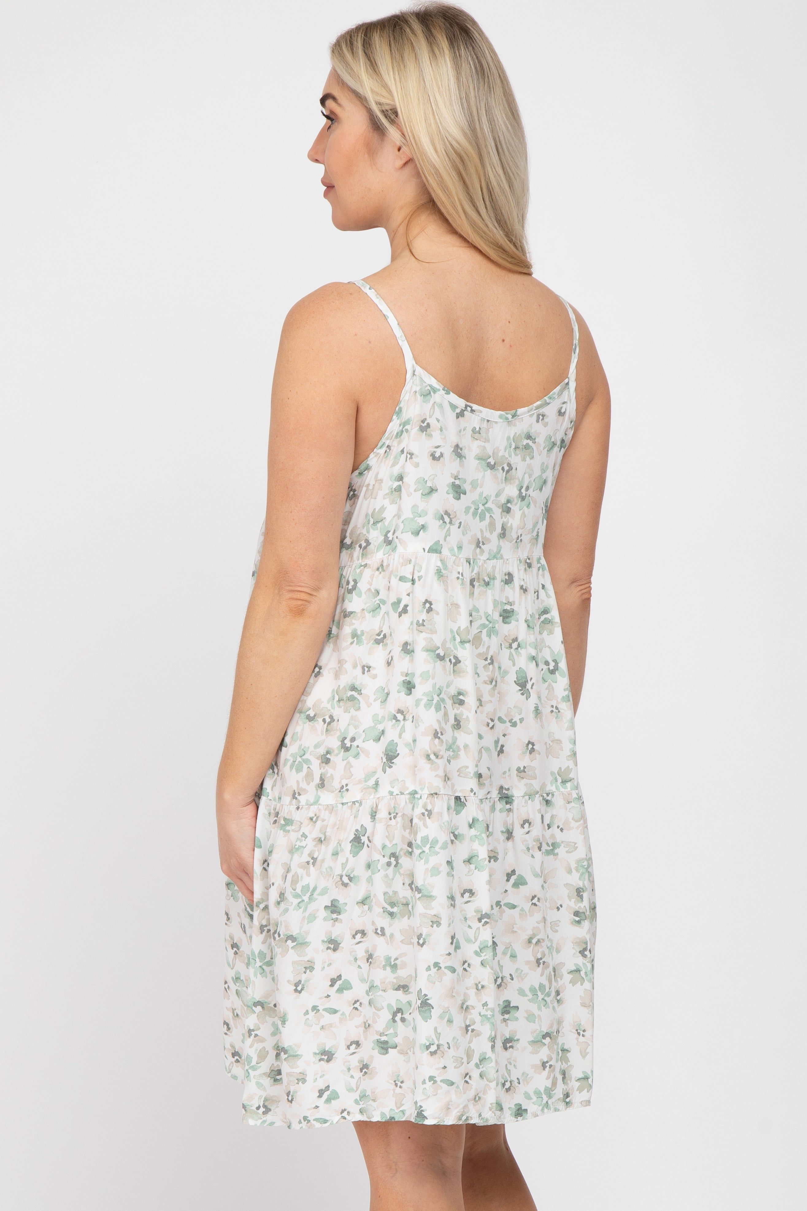 Green Floral Sleeveless Maternity Dress sold by Pinkblush product image thumbnail 4