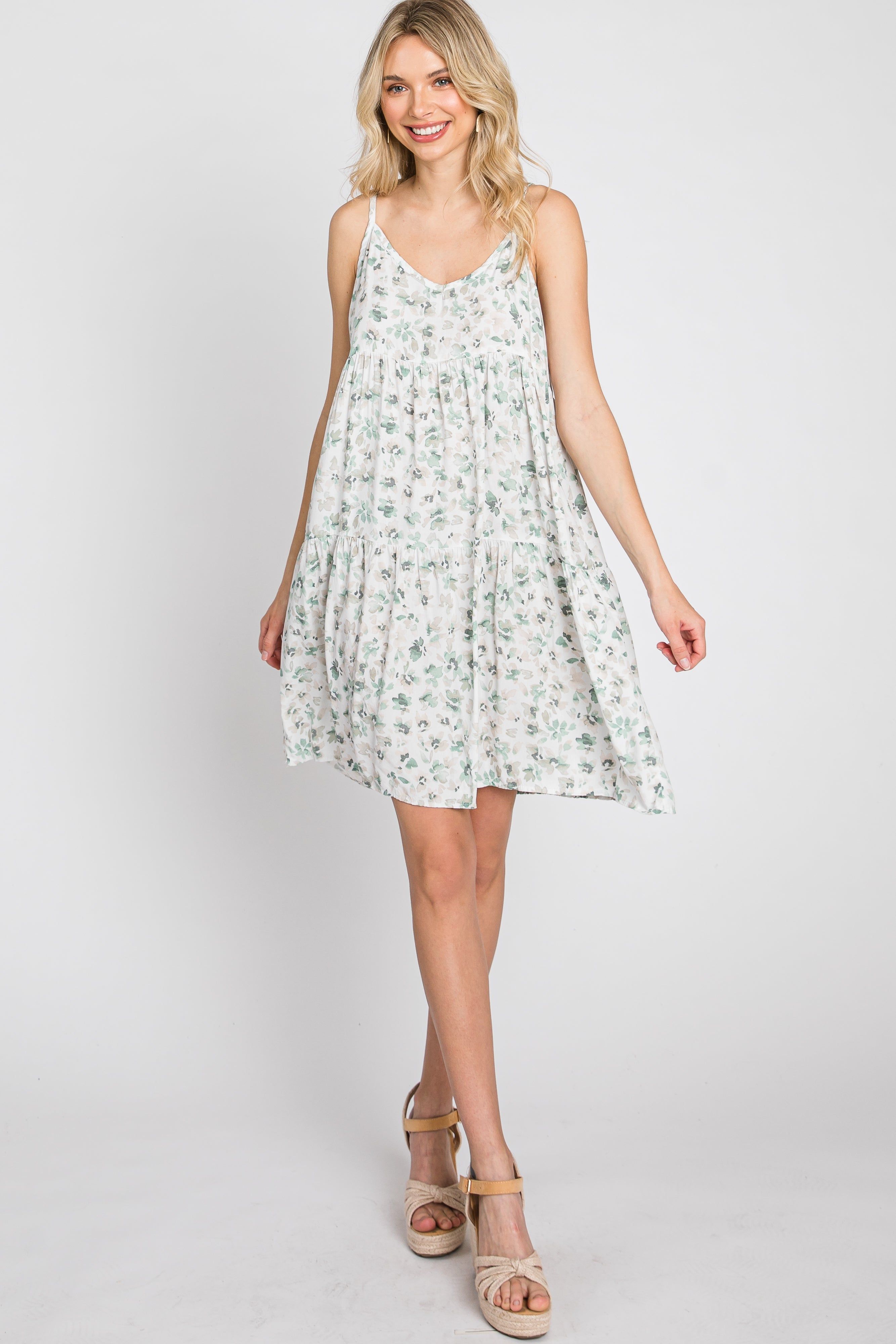 Green Floral Sleeveless Maternity Dress sold by Pinkblush product image thumbnail 5