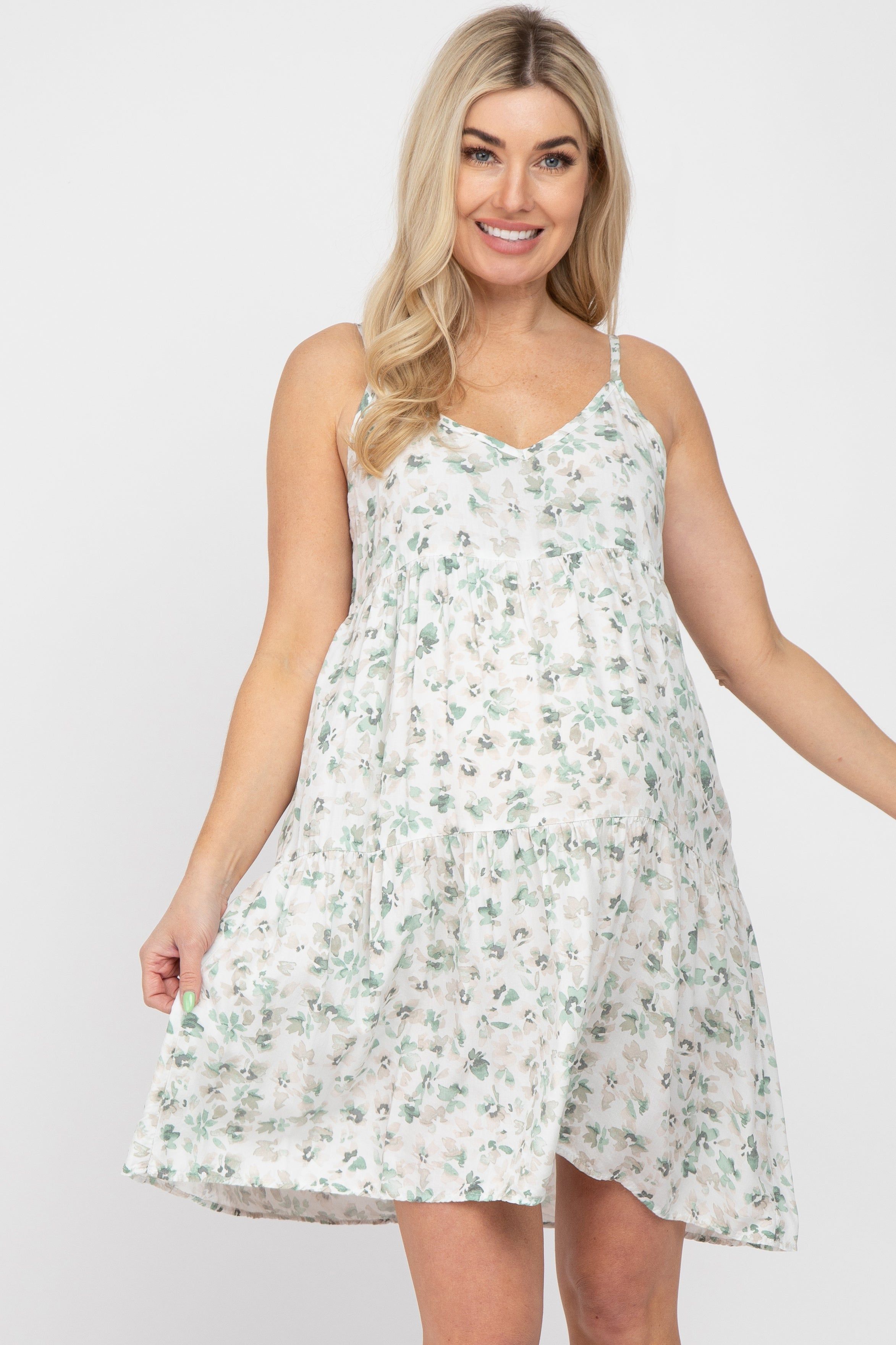 Green Floral Sleeveless Maternity Dress sold by Pinkblush product image thumbnail 2