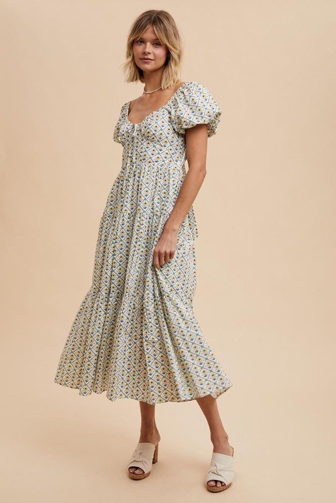 Mint Daffodil Cotton Floral Sweetheart Maxi Dress sold by Pinkblush product image thumbnail 2