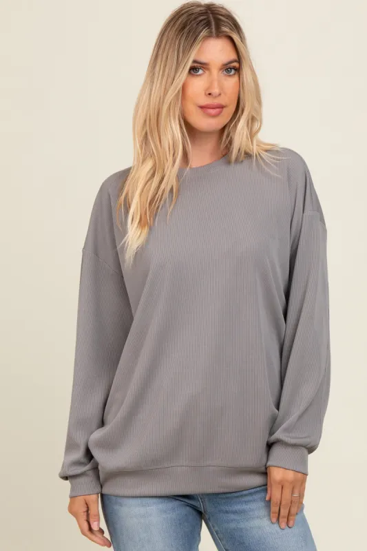 Grey Drop Shoulder Sweatshirt sold by Pinkblush