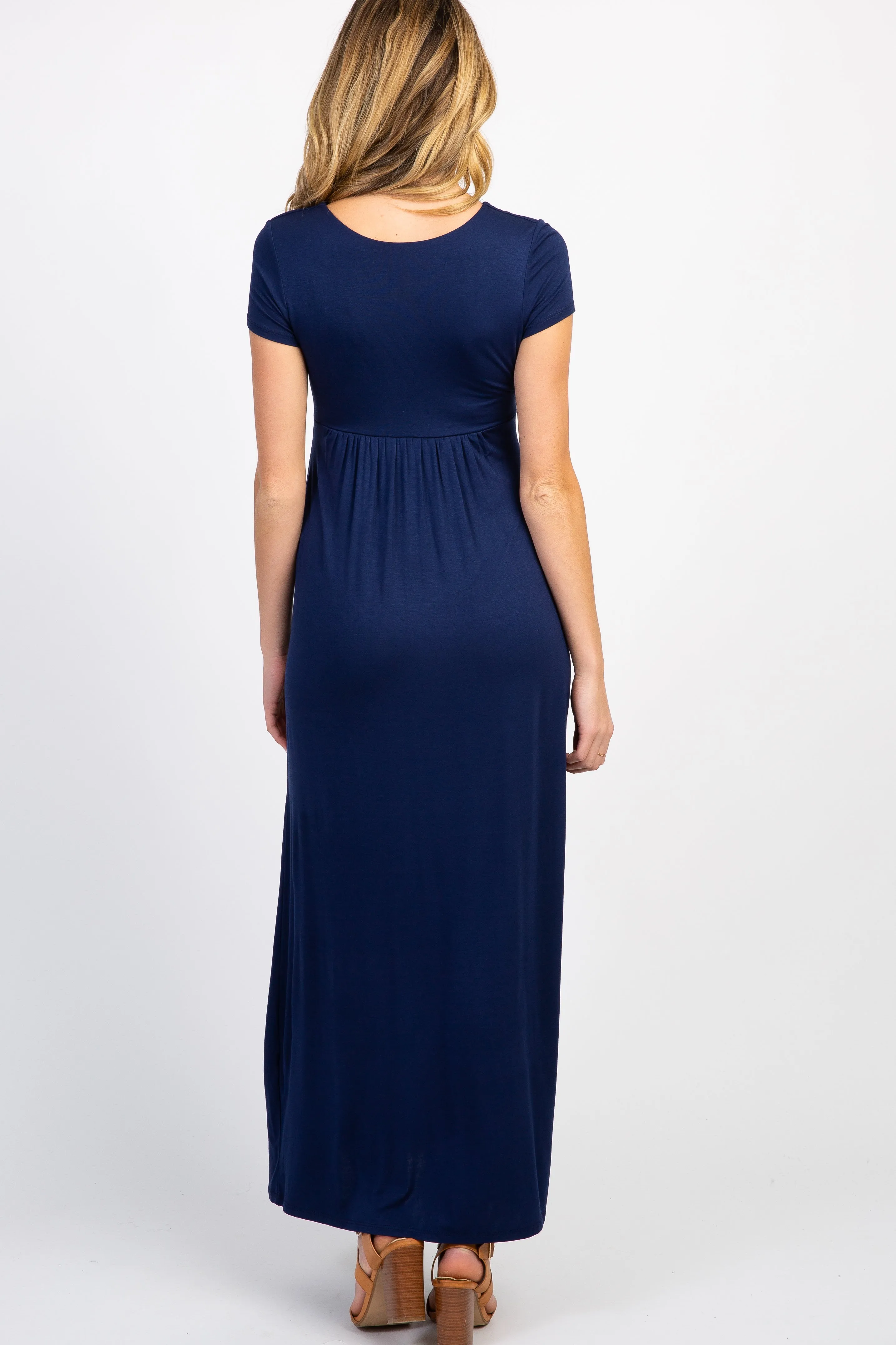 PinkBlush Navy Draped Maternity/Nursing Maxi Dress sold by Pinkblush product image thumbnail 3