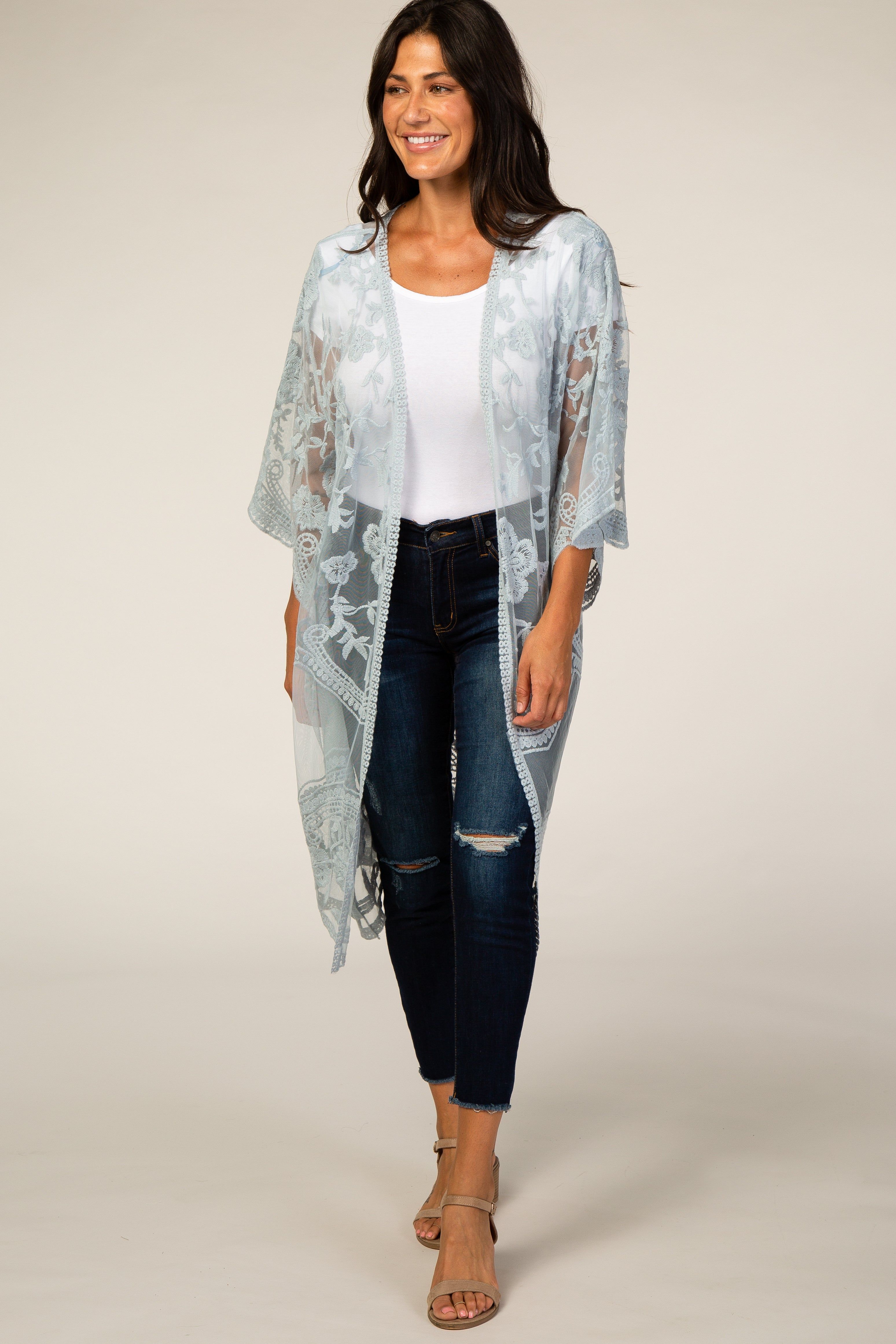 Light Blue Mesh Lace Maternity Cover Up sold by Pinkblush product image thumbnail 5