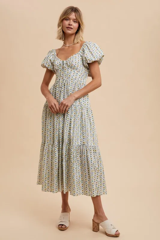 Mint Daffodil Cotton Floral Sweetheart Maxi Dress sold by Pinkblush