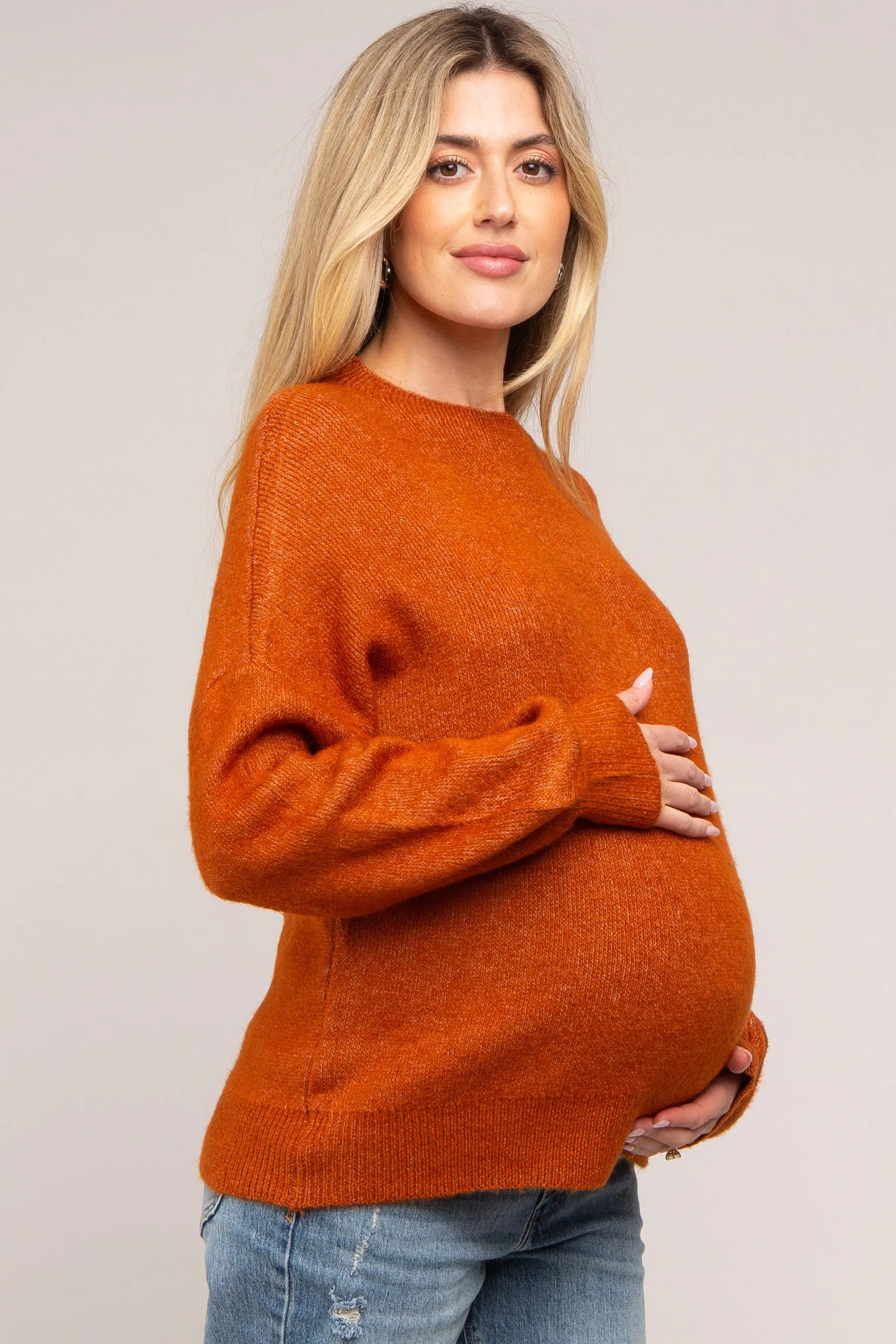Camel Bubble Sleeve Maternity Sweater sold by Pinkblush product image thumbnail 2
