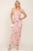 Pink Floral Mesh V-Neck Maternity Maxi Dress sold by Pinkblush