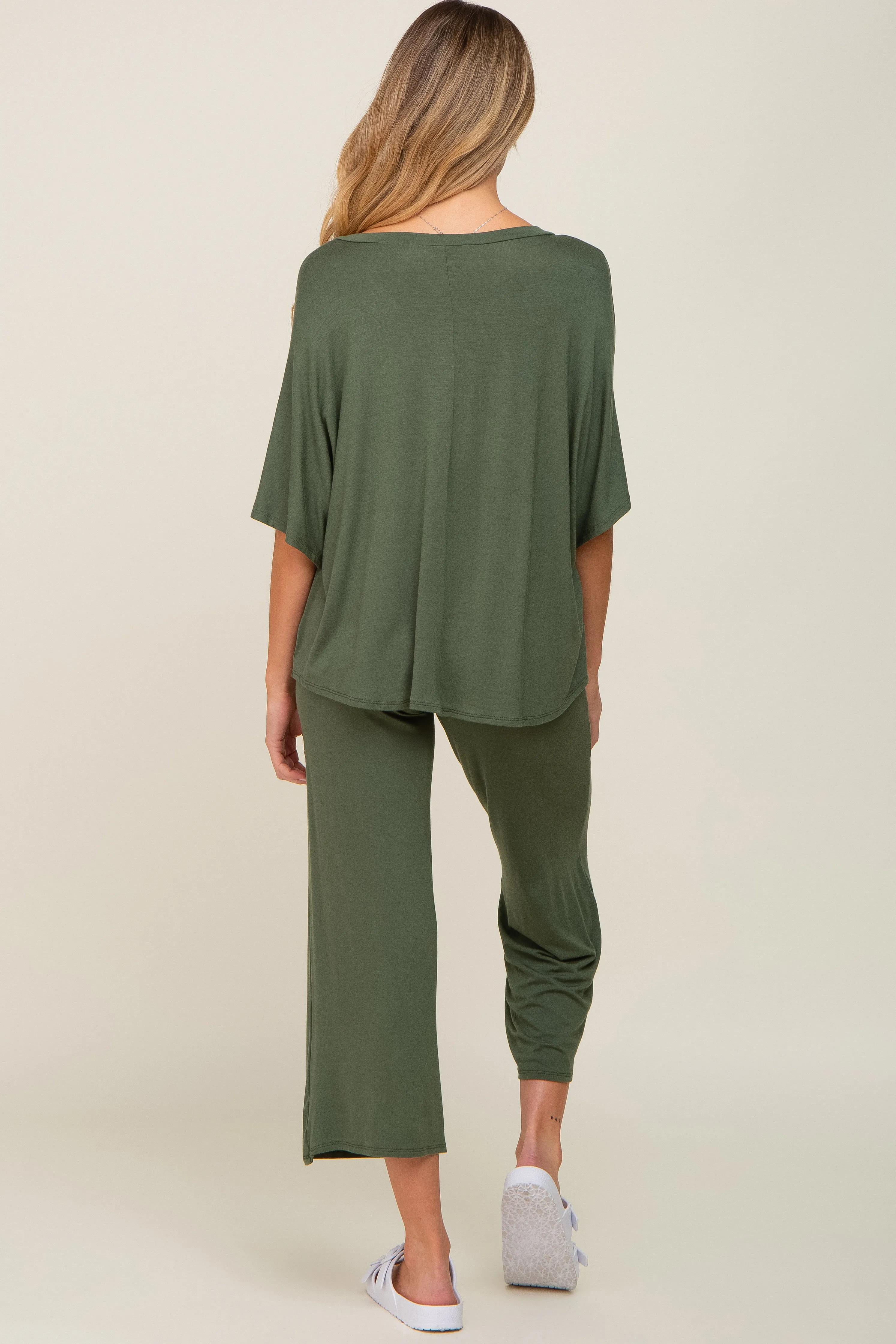Olive Cropped Pant Maternity Set sold by Pinkblush product image thumbnail 3