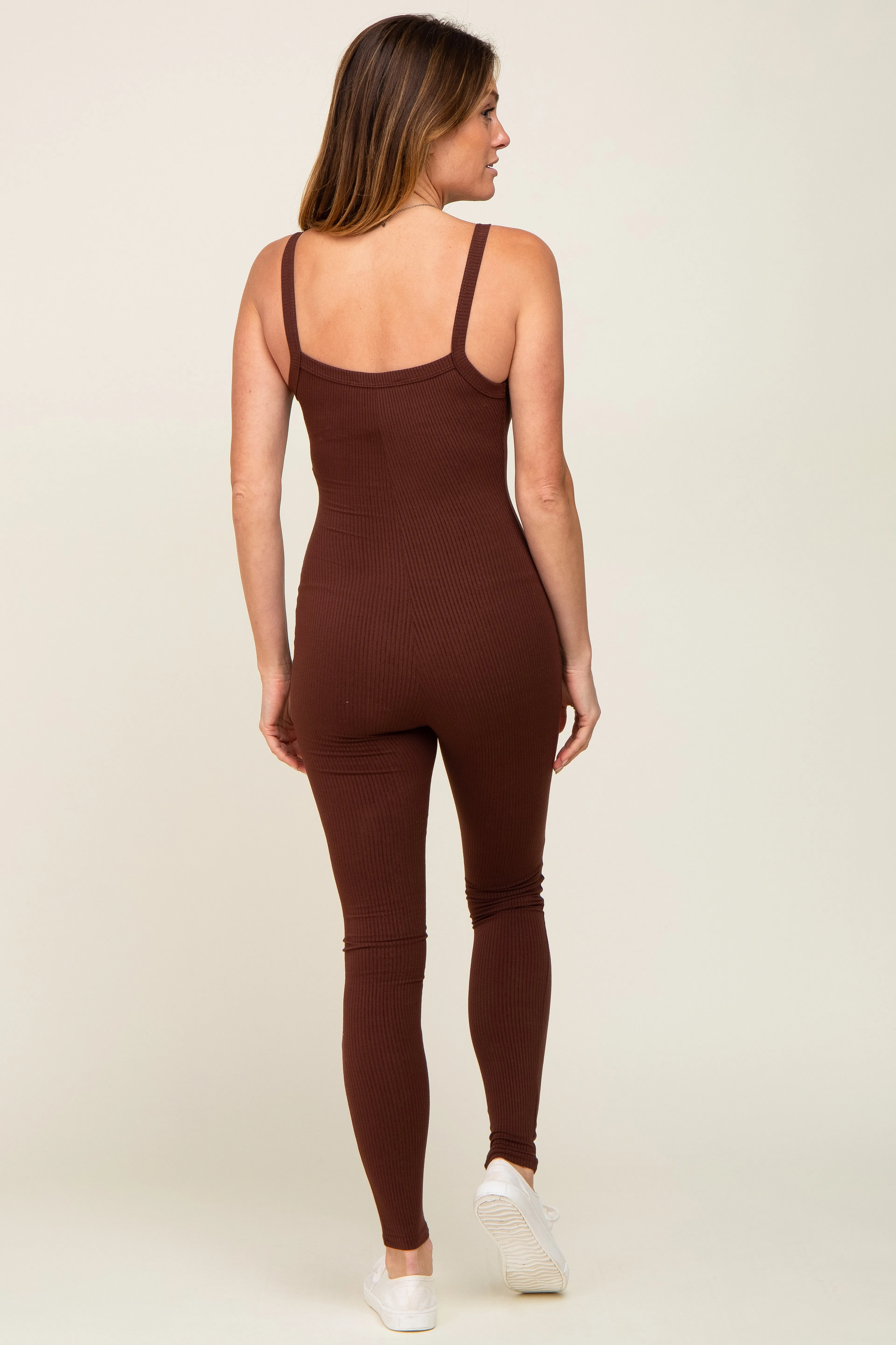 Brown Ribbed Sleeveless Jumpsuit sold by Pinkblush product image thumbnail 3