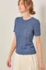 Dusty Blue Crochet Sweater Tee sold by Pinkblush