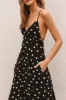 Black Polka Dot Lace Up Button Back Midi Dress sold by Pinkblush
