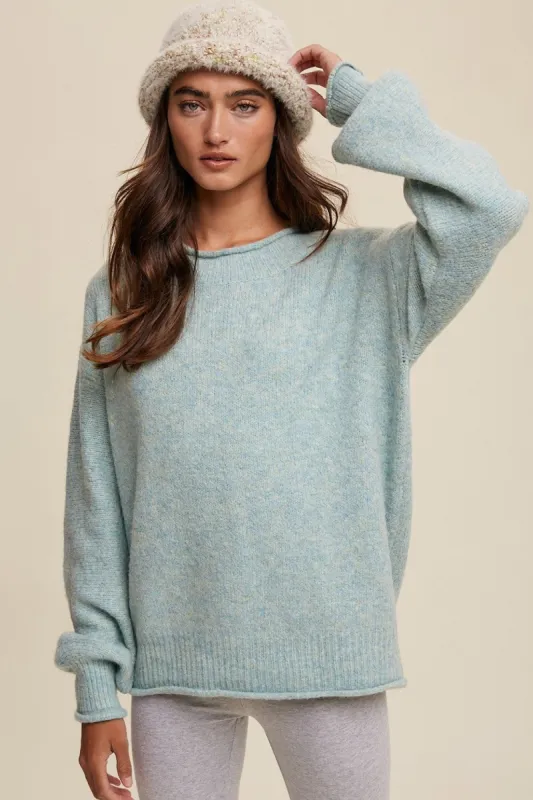 Jade Soft Knit Rolled Hem Sweater sold by Pinkblush