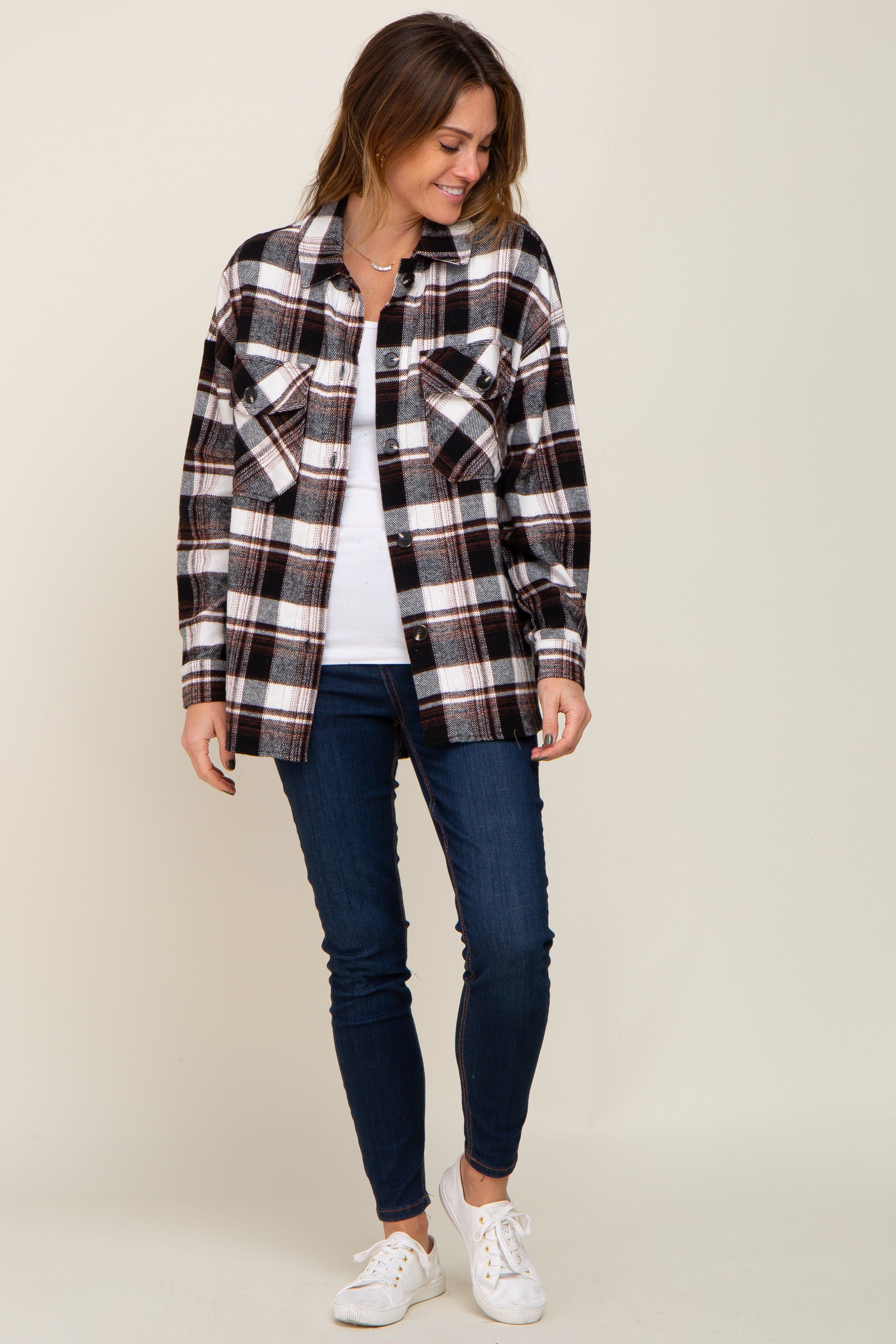 Black Plaid Shirt Jacket sold by Pinkblush product image thumbnail 4
