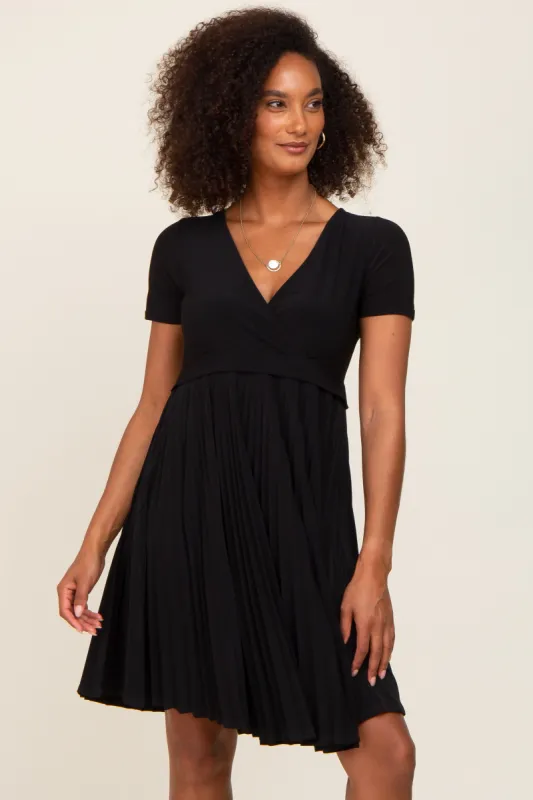 Black Pleated Nursing Dress sold by Pinkblush