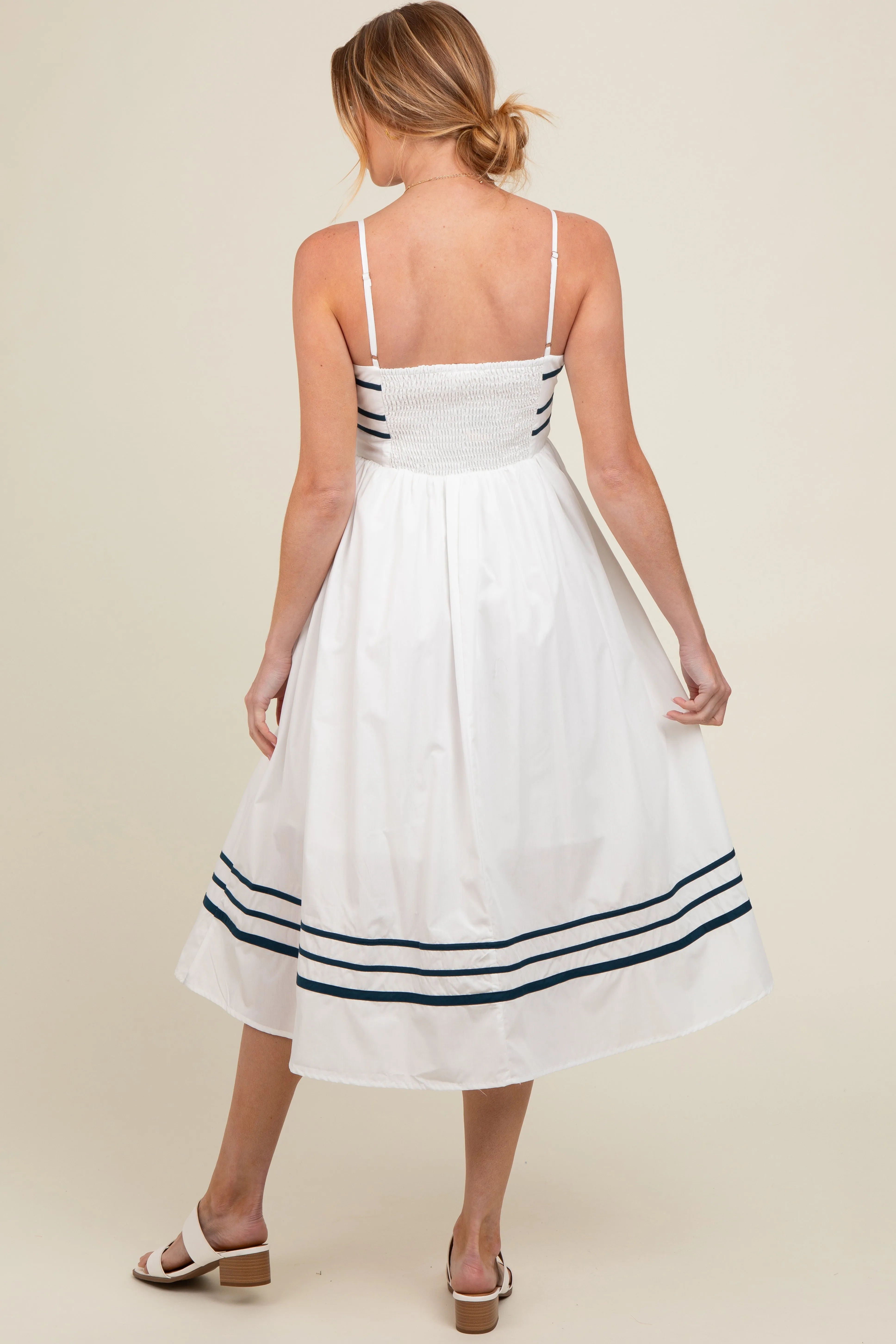 Ivory Contrast Stripe Maternity Midi Dress sold by Pinkblush product image thumbnail 4