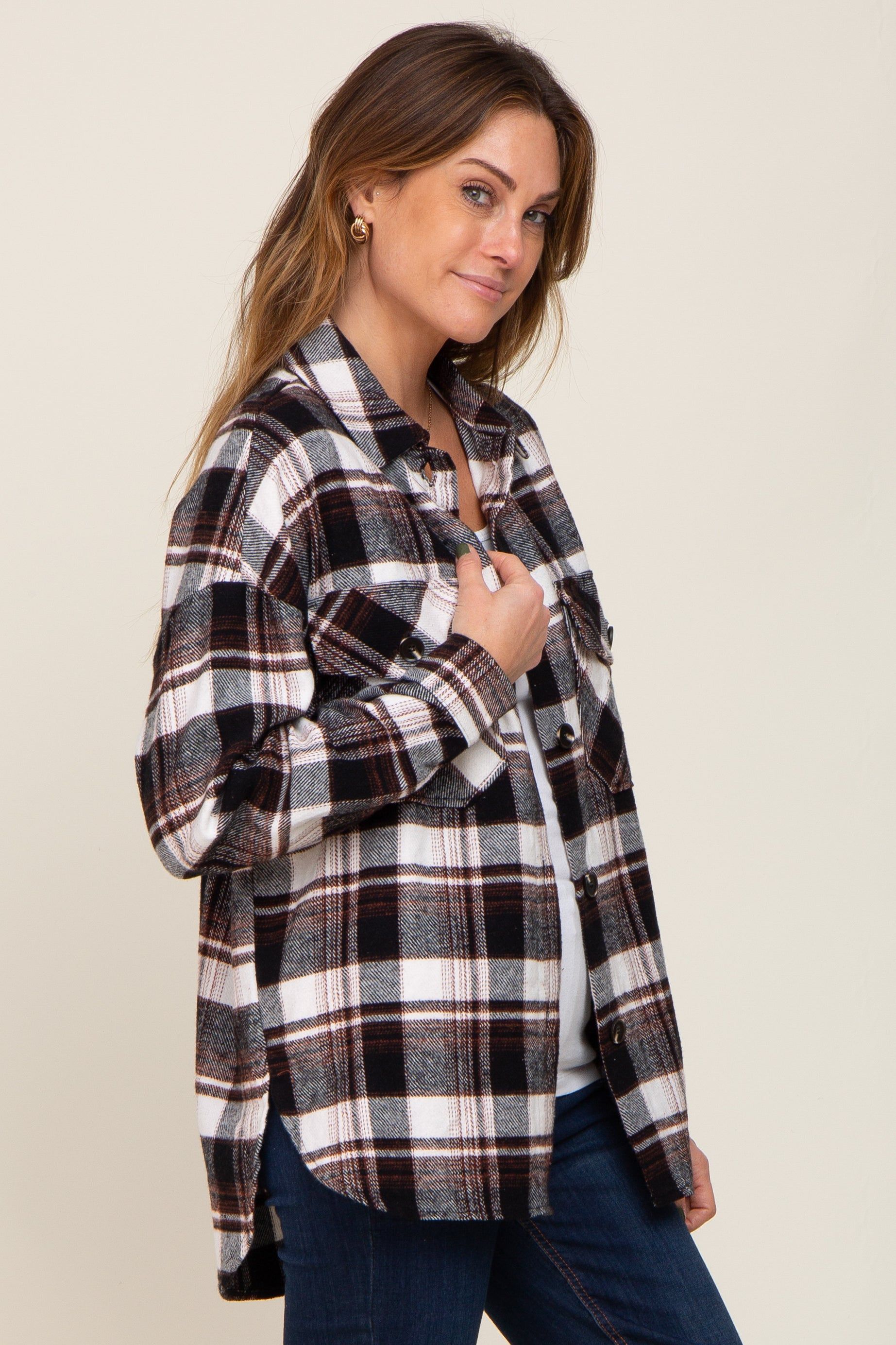 Black Plaid Shirt Jacket sold by Pinkblush product image thumbnail 2
