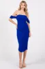 Royal Off Shoulder Sleeveless Ruched Mesh Midi Dress sold by Pinkblush