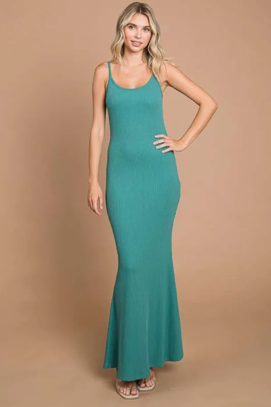 Emerald Green Ribbed Maxi Dress sold by Pinkblush