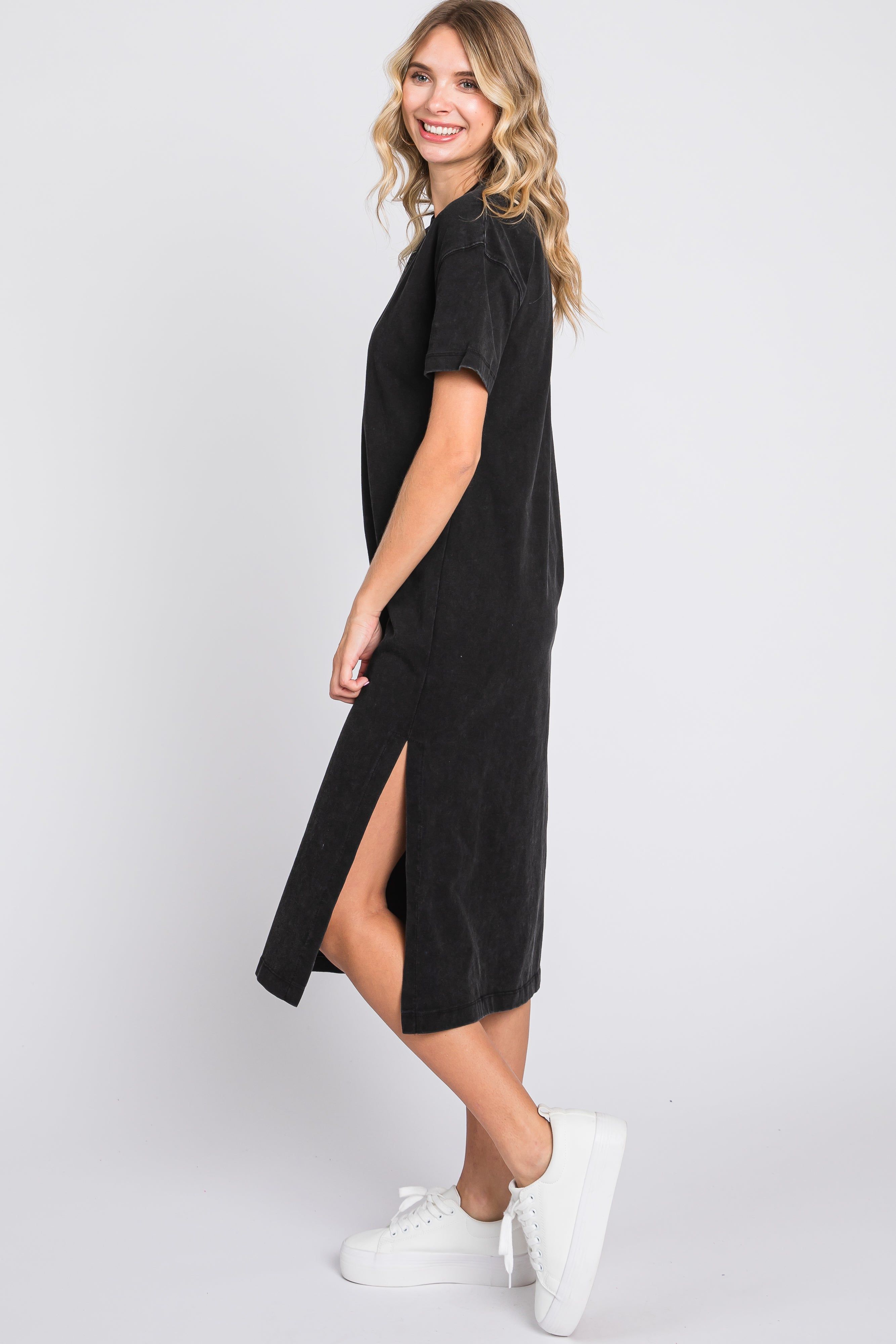 Charcoal T-Shirt Midi Dress sold by Pinkblush product image thumbnail 3