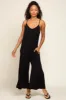Black Basic Cropped Wide Leg Jumpsuit sold by Pinkblush