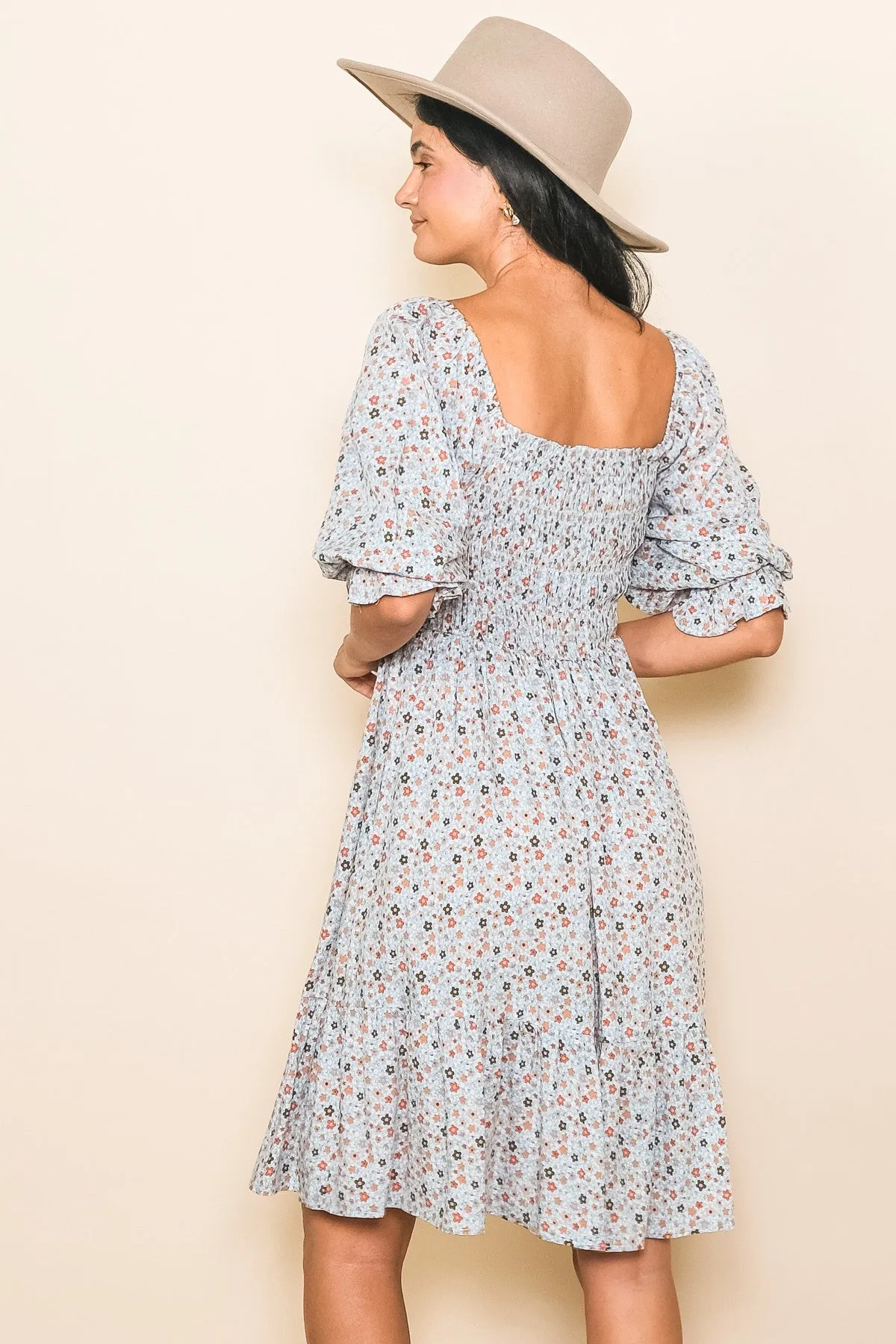 Blue Floral Smocked Dress sold by Pinkblush product image thumbnail 2