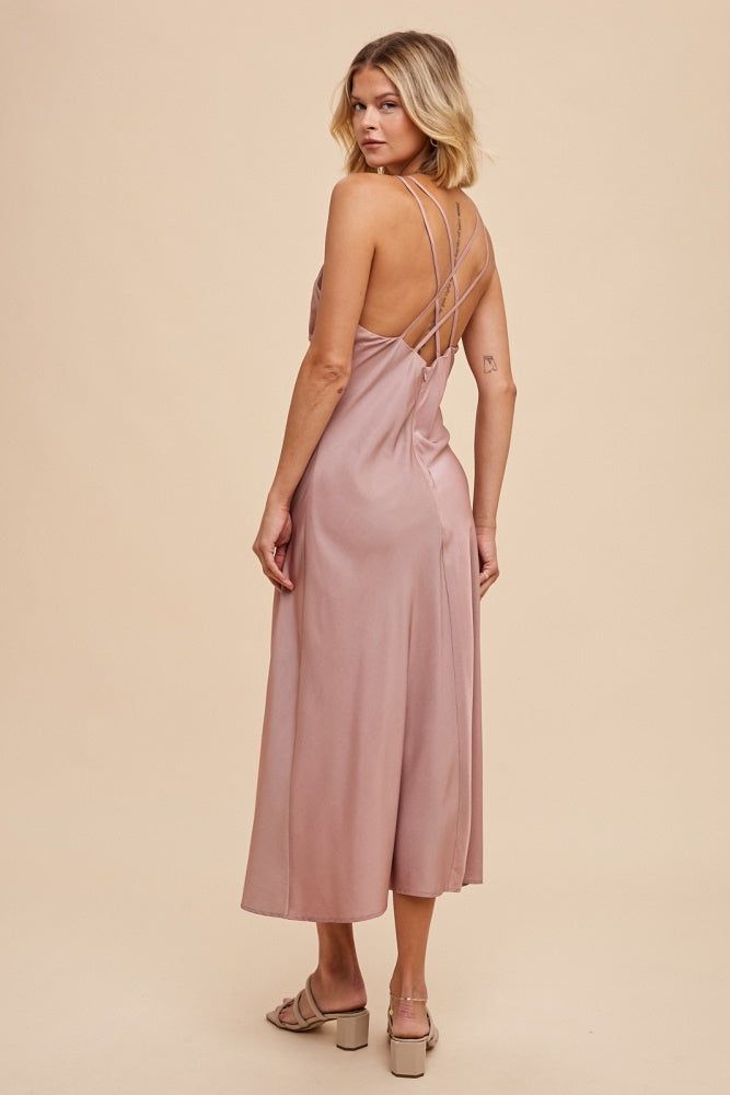 Dark Mauve Matte Satin Lace Slip Dress sold by Pinkblush product image thumbnail 3
