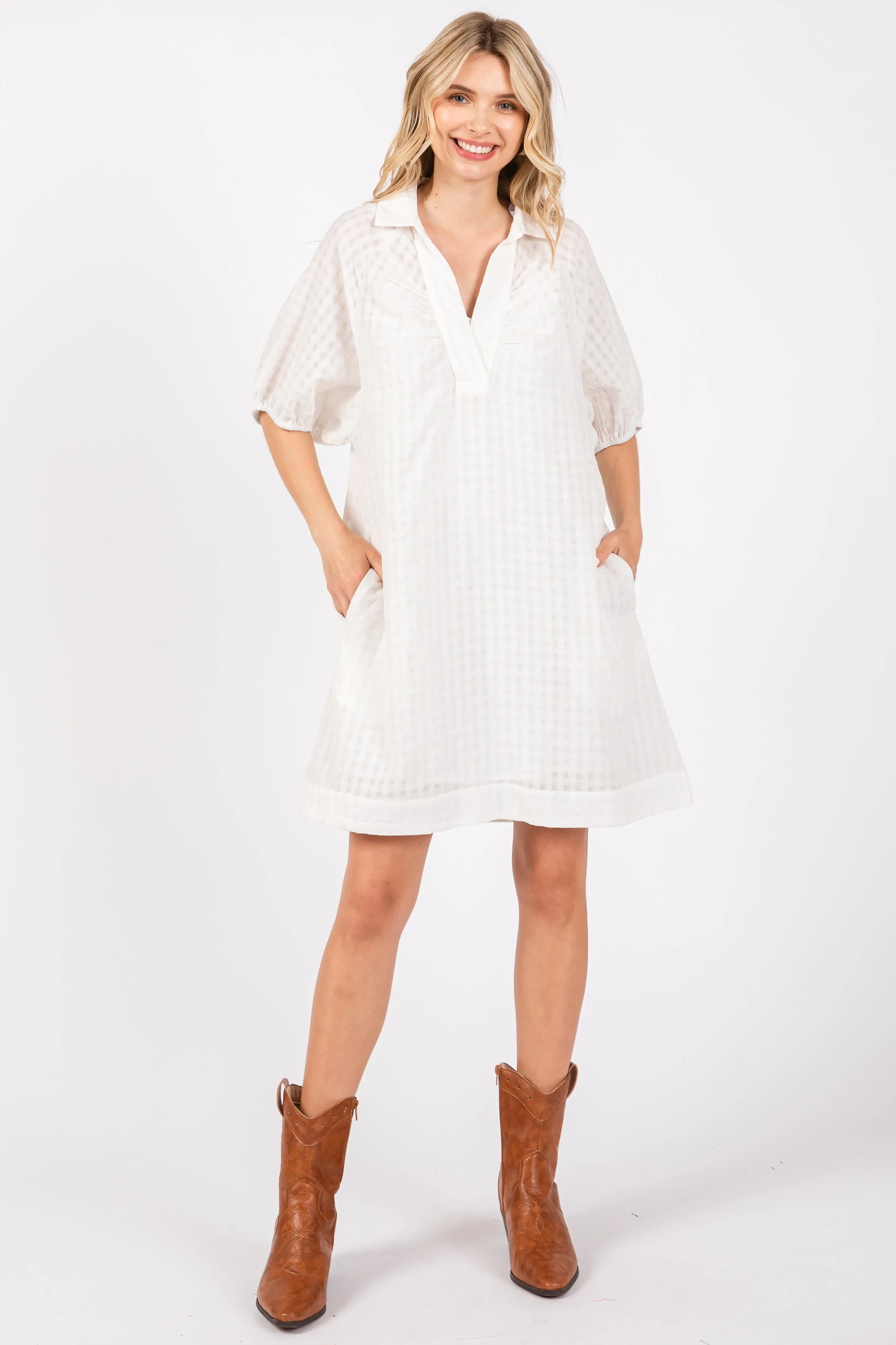 White Monochrome Striped Dress sold by Pinkblush