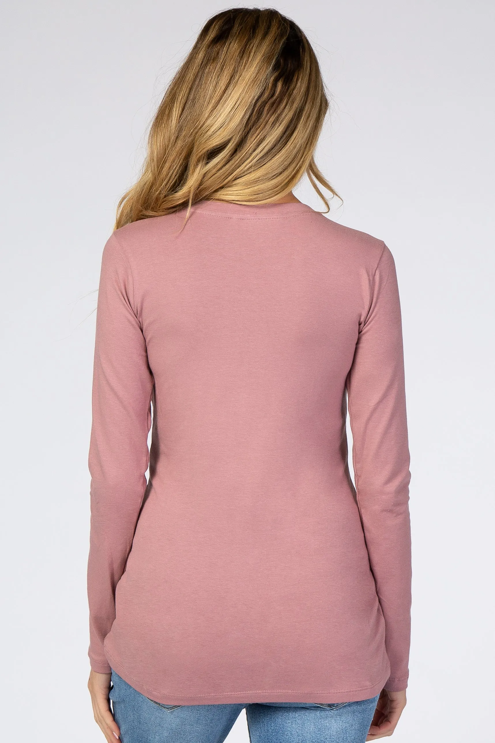 Light Pink Fitted Long Sleeve Maternity Tee sold by Pinkblush product image thumbnail 3