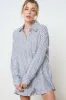 Grey Striped Button Up Linen Romper sold by Pinkblush