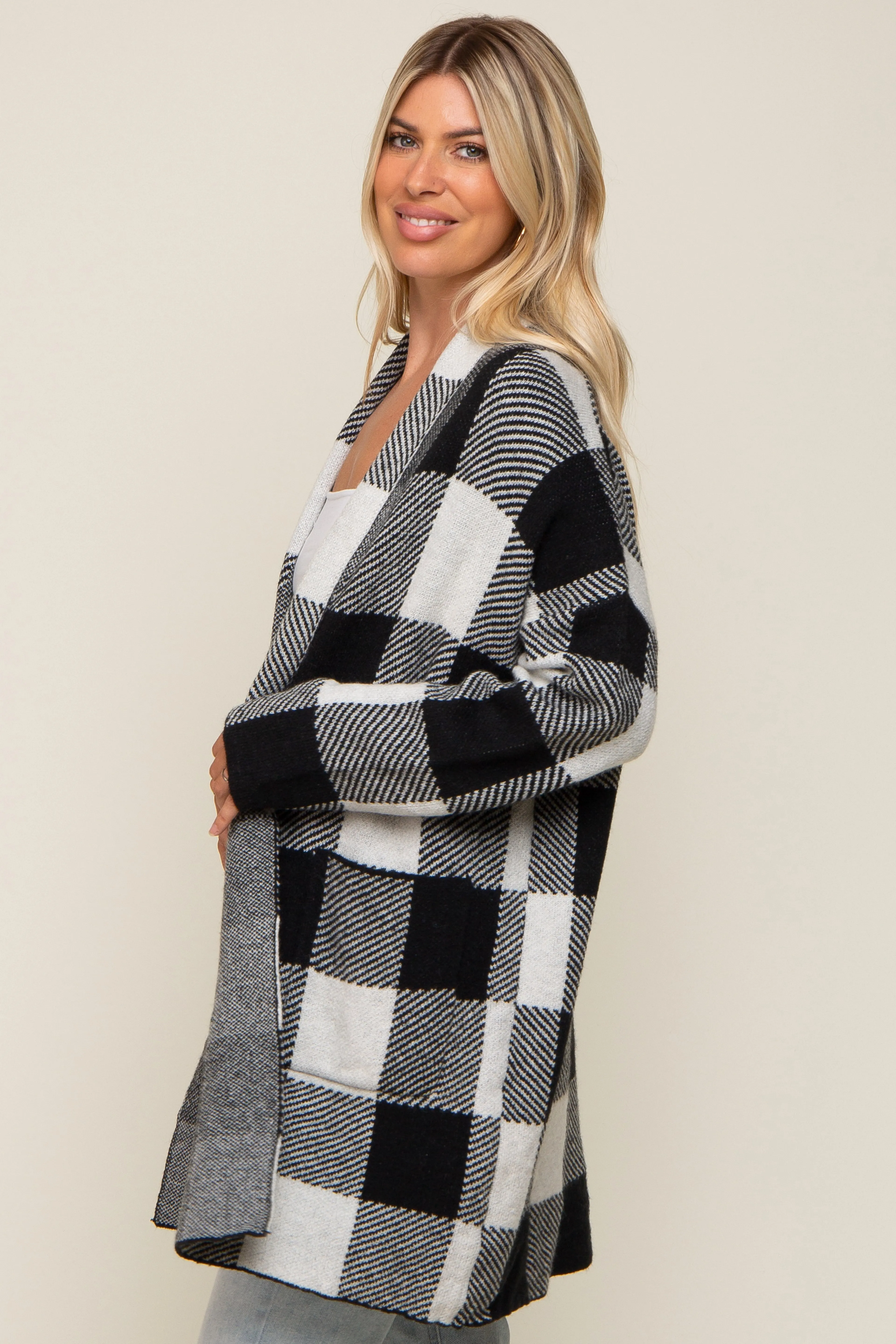 Black Plaid Shawl Cardigan sold by Pinkblush product image thumbnail 2