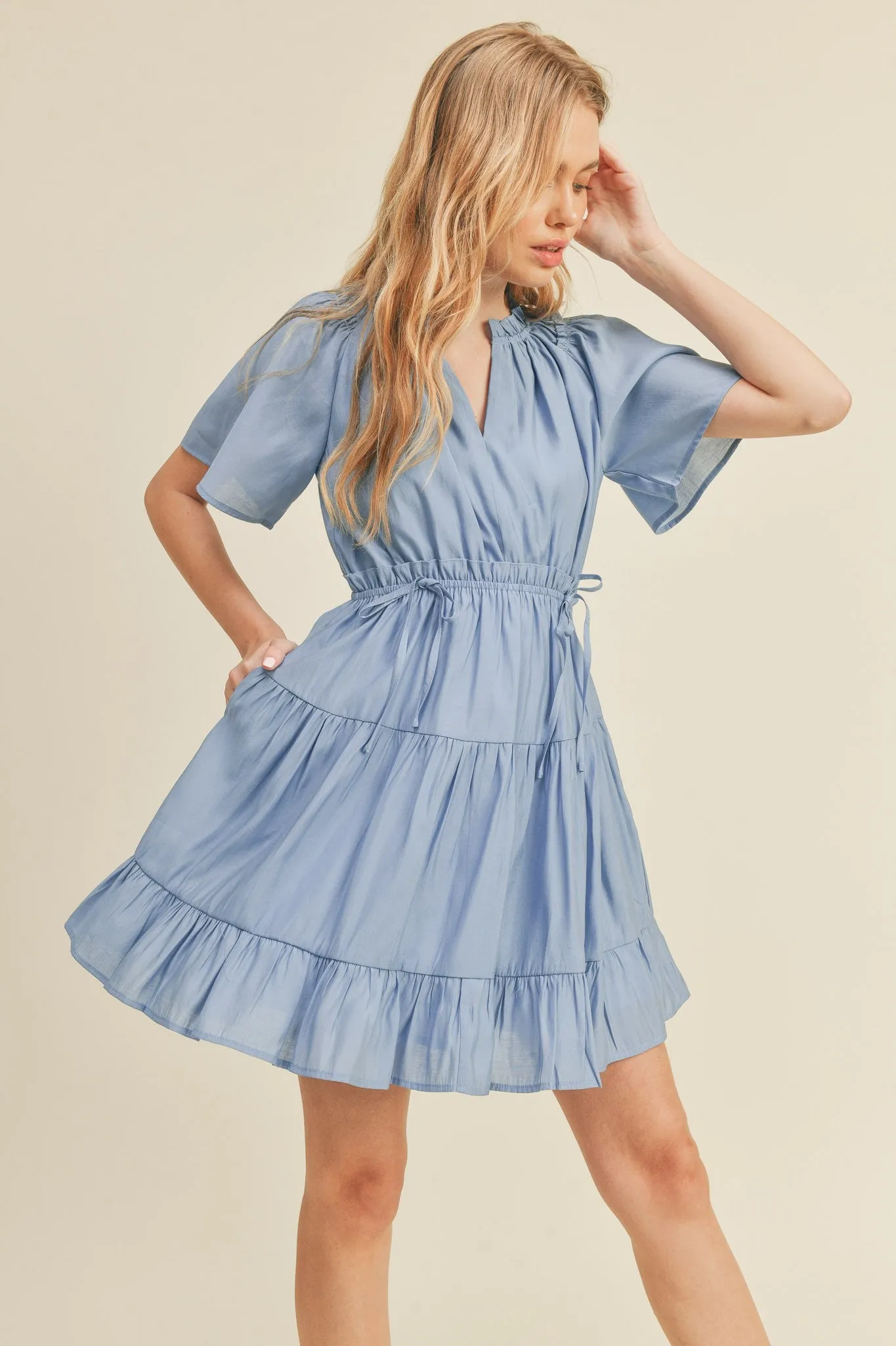 Blue Tiered Mini Dress sold by Pinkblush product image thumbnail 2