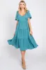 Teal Tiered Criss Cross Back Maternity Midi Dress sold by Pinkblush