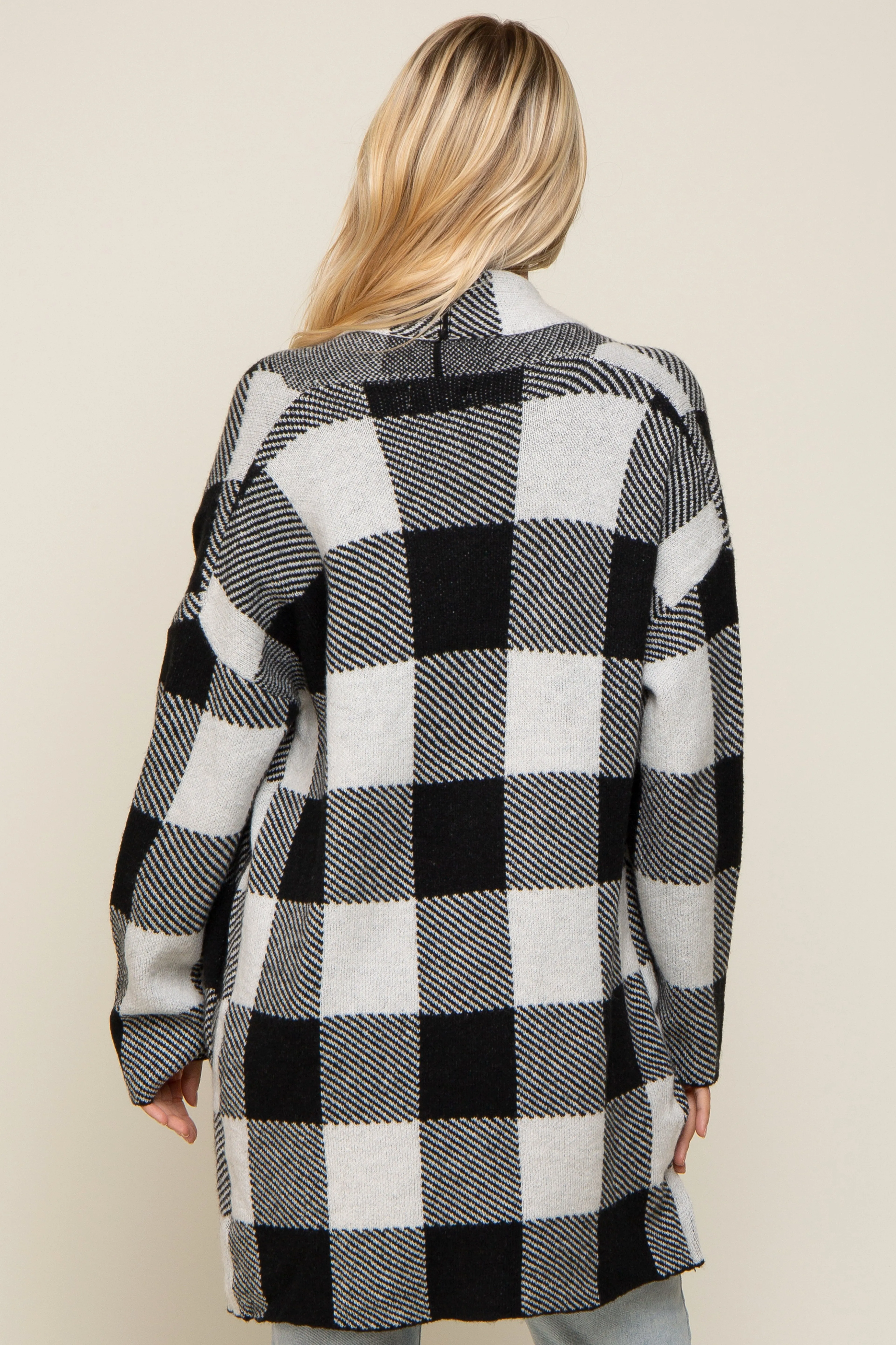 Black Plaid Shawl Cardigan sold by Pinkblush product image thumbnail 3