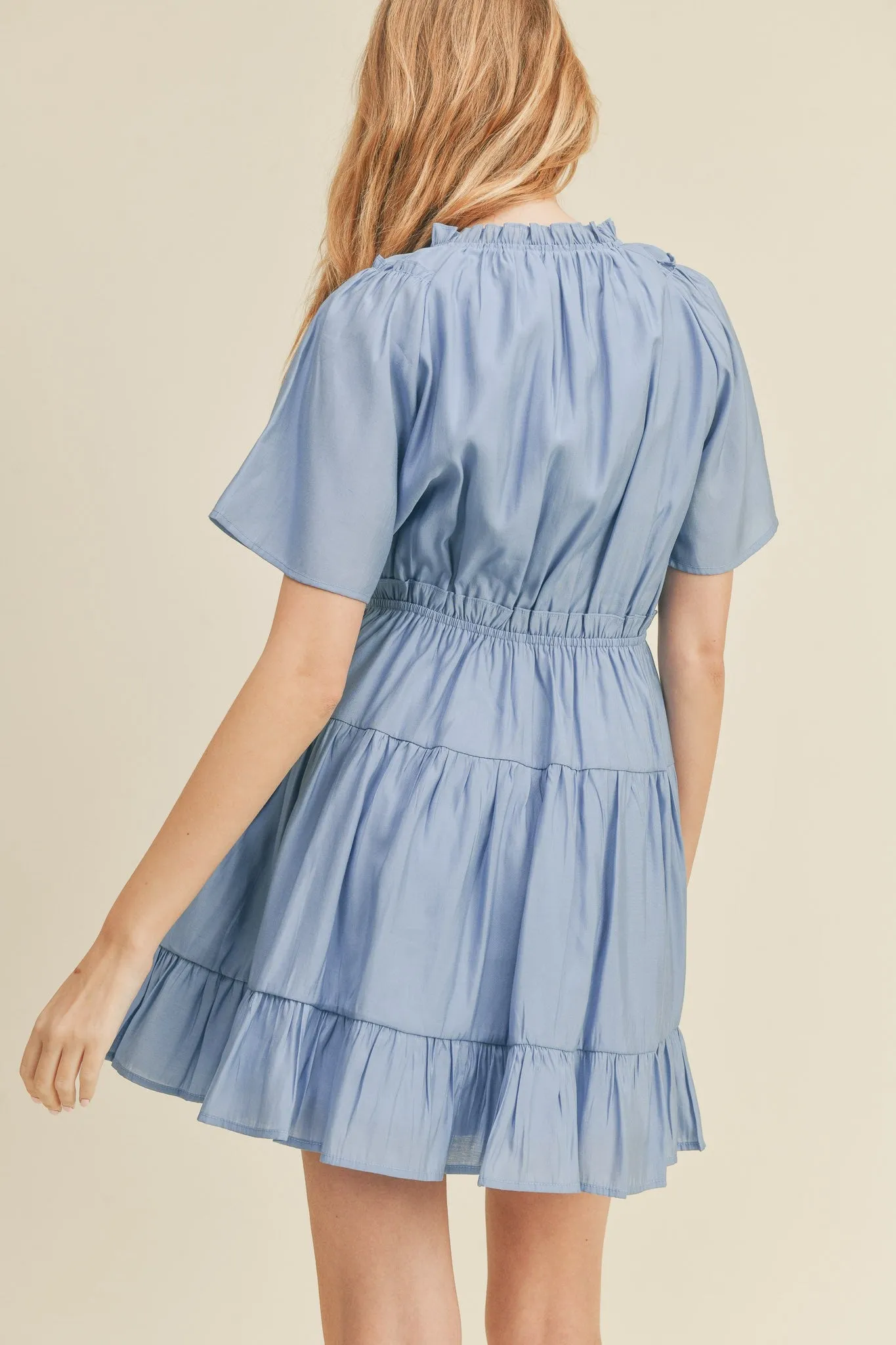 Blue Tiered Mini Dress sold by Pinkblush product image thumbnail 3