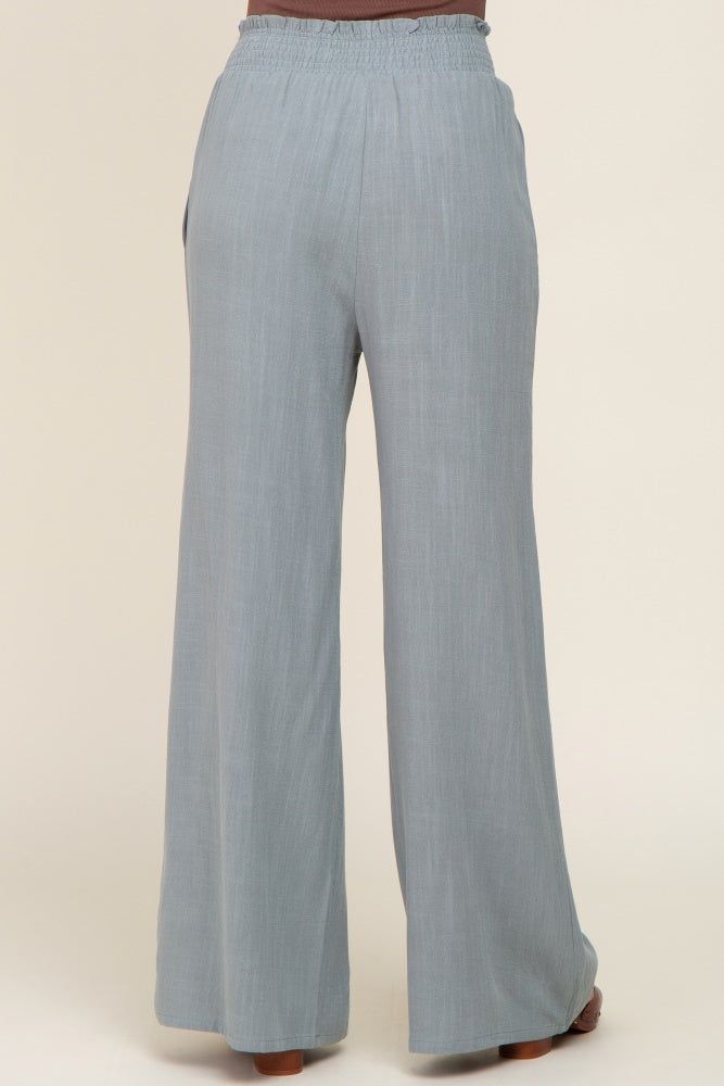 Sage Smocked Waist Wide Leg Linen Pants sold by Pinkblush product image thumbnail 4