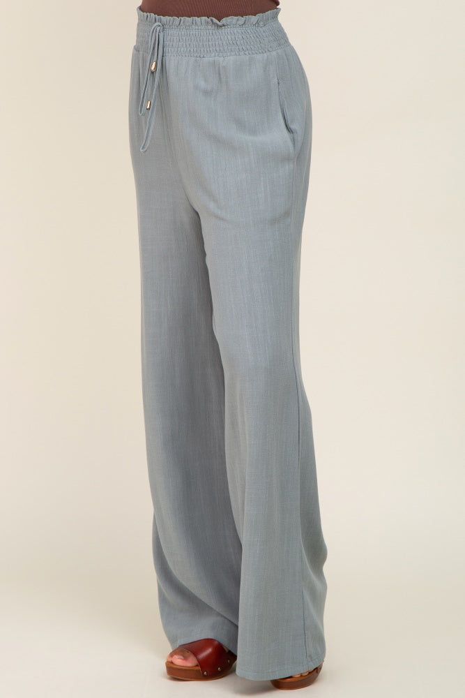 Sage Smocked Waist Wide Leg Linen Pants sold by Pinkblush product image thumbnail 3