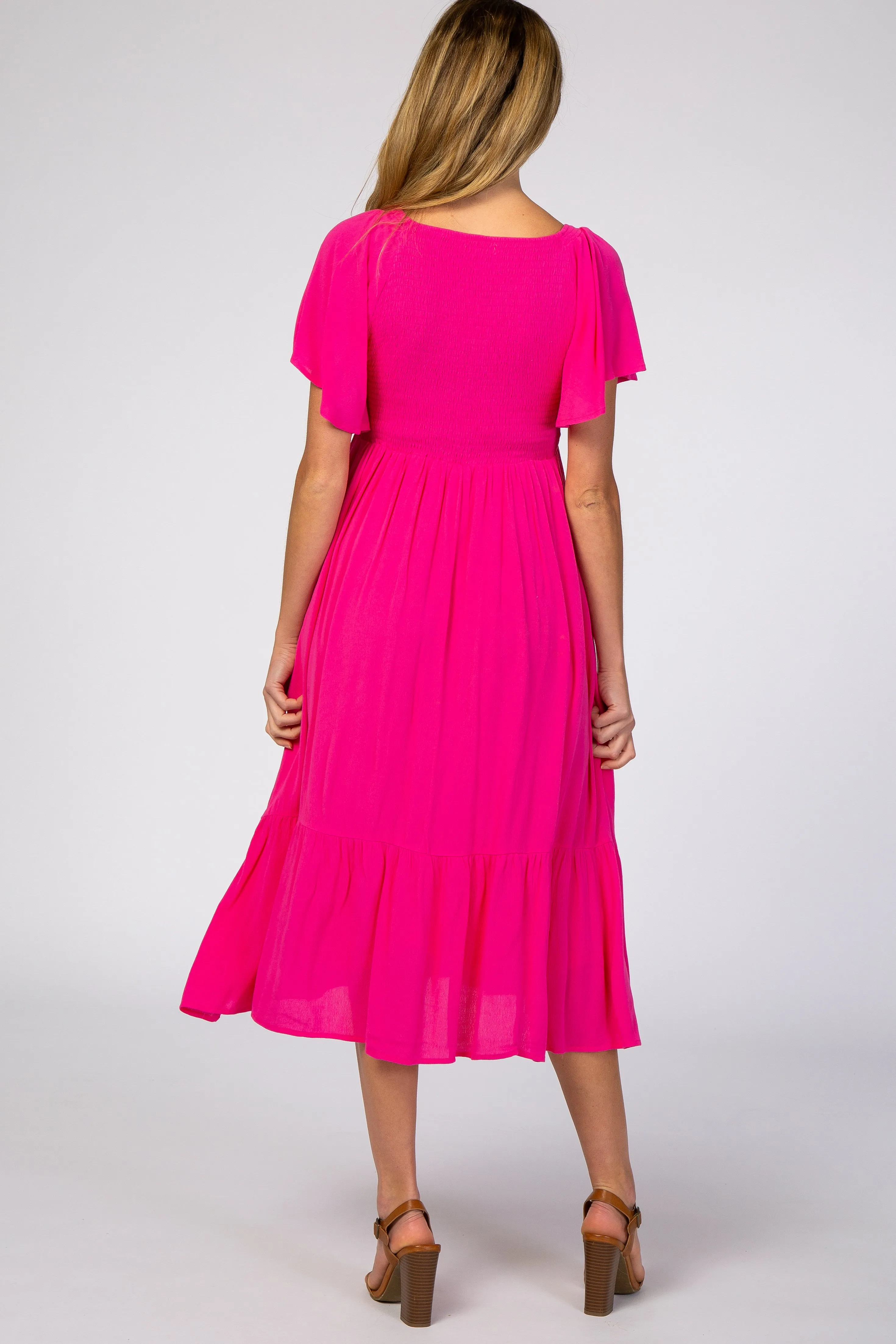 Fuchsia Smocked Ruffle Maternity Dress sold by Pinkblush product image thumbnail 3