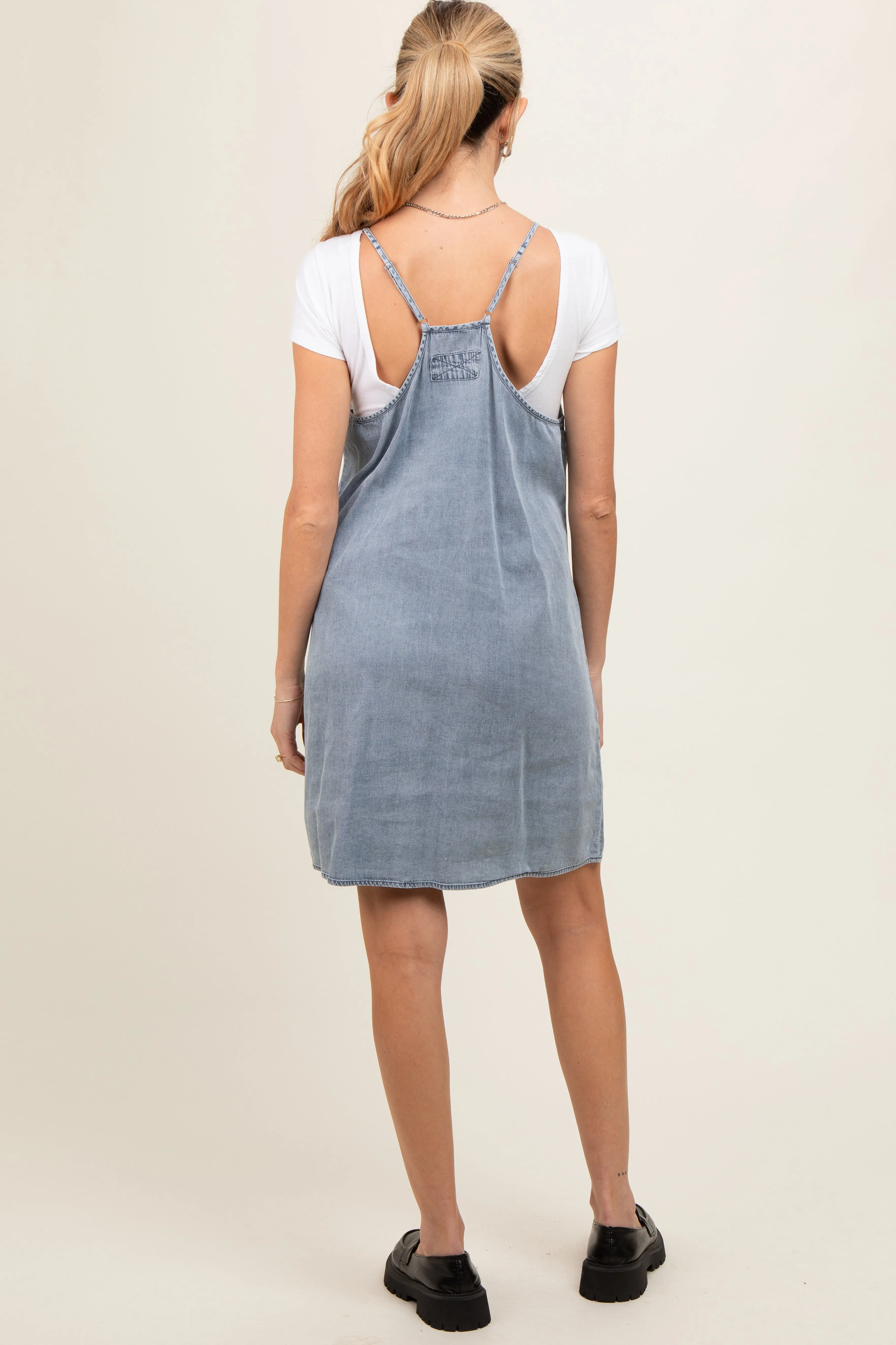Blue Chambray Front Pocket Maternity Dress sold by Pinkblush product image thumbnail 3