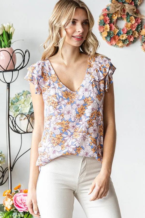 Blue Floral Ruffle Tie Maternity Blouse sold by Pinkblush product image thumbnail 4