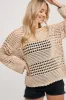 Taupe Open-Knit Sweater Pullover sold by Pinkblush