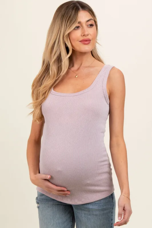 Light Pink Sleeveless Ribbed Square Neck Maternity Top sold by Pinkblush