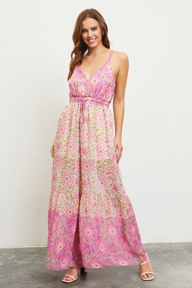 Cream Flower Print Jumpsuit sold by Pinkblush