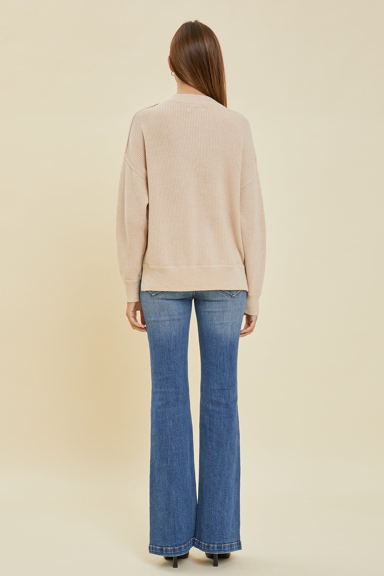 Beige Knit Side Slit Sweater sold by Pinkblush product image thumbnail 4