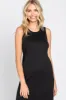 Black Basic Ribbed Side Slit Midi Dress sold by Pinkblush