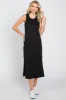 Black Basic Ribbed Side Slit Midi Dress sold by Pinkblush