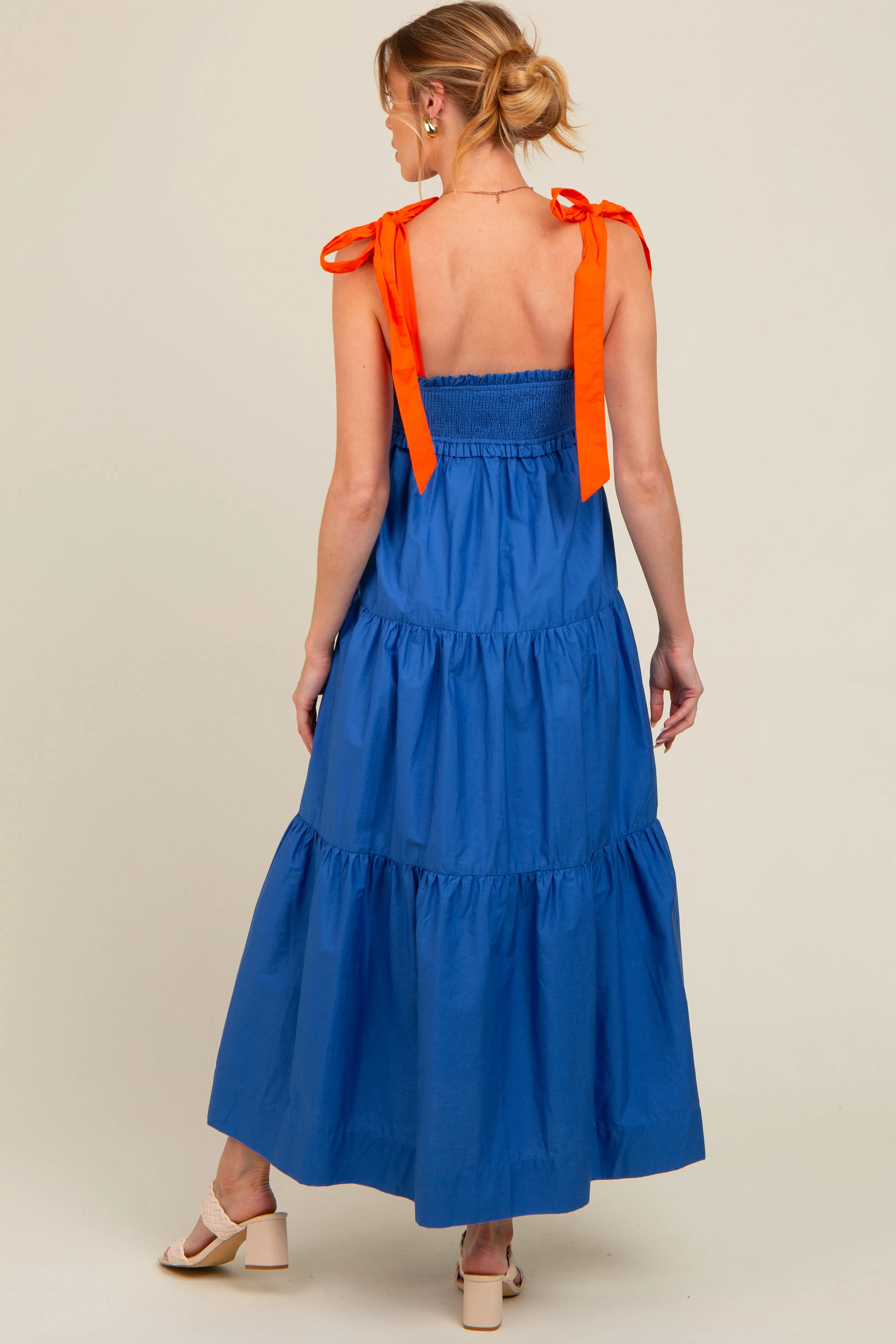 Royal Blue Contrast Shoulder Straps Maternity Maxi Dress sold by Pinkblush product image thumbnail 3