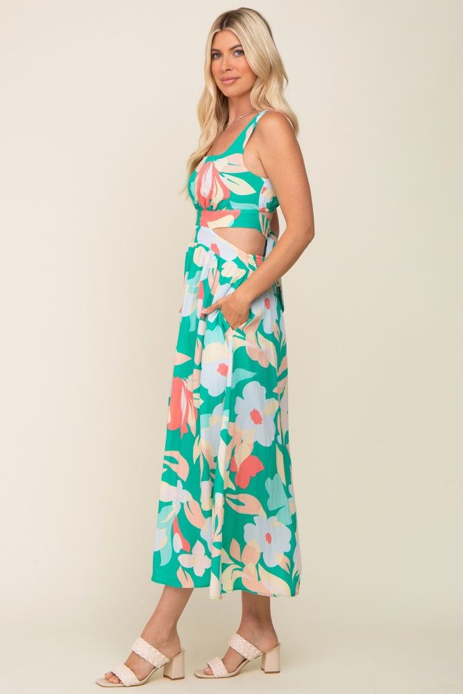 Green Floral Cutout Back Maxi Dress sold by Pinkblush product image thumbnail 2