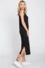 Black Basic Ribbed Side Slit Midi Dress sold by Pinkblush