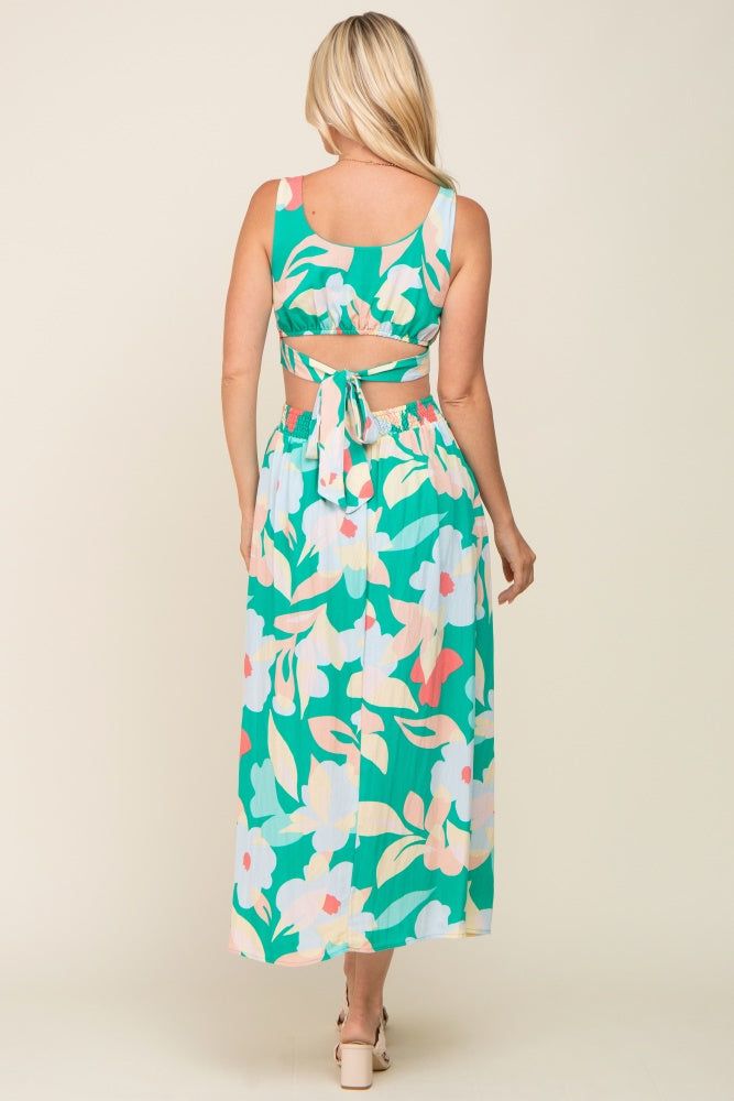 Green Floral Cutout Back Maxi Dress sold by Pinkblush product image thumbnail 3