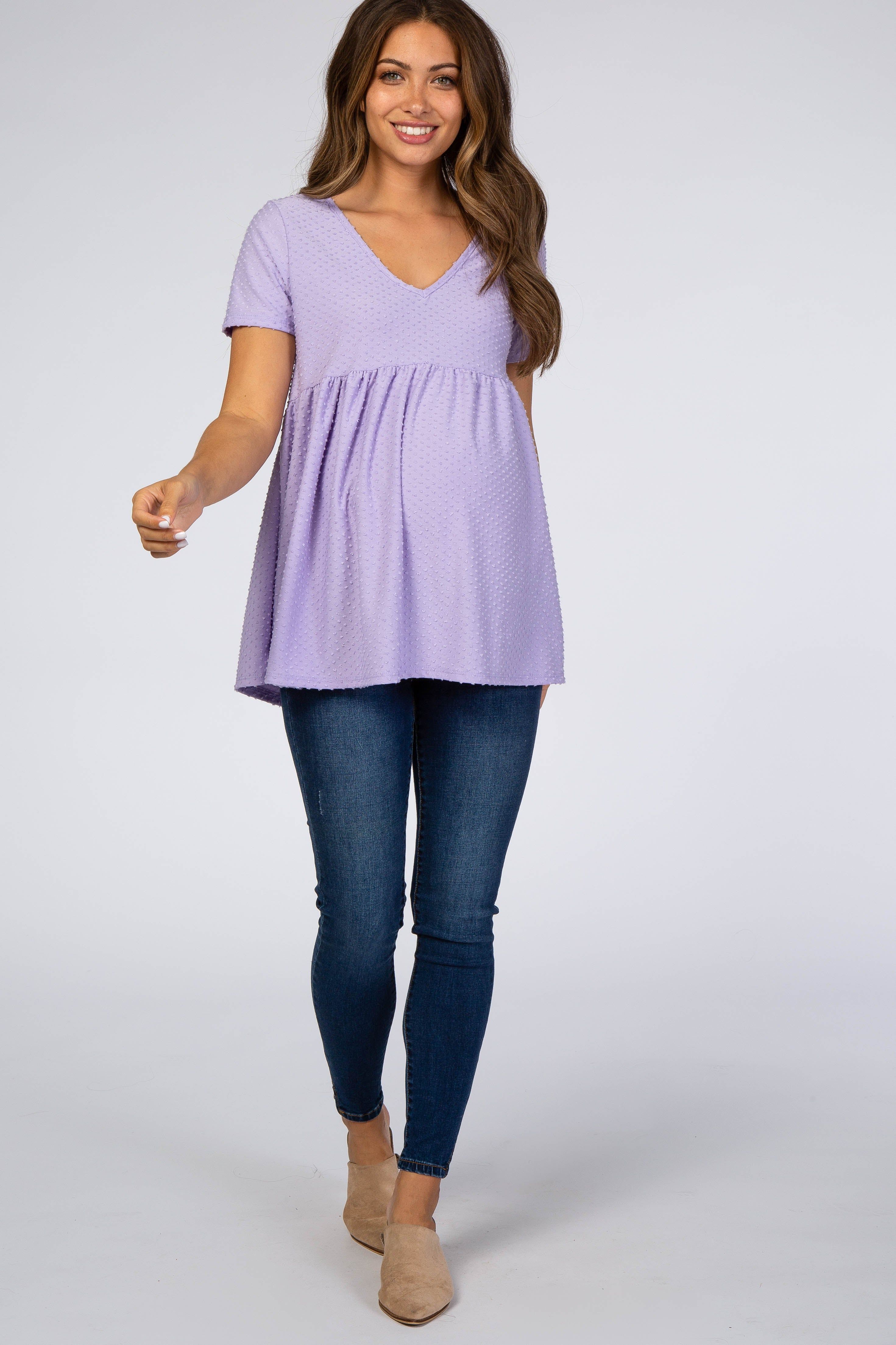 Lavender Swiss Dot Peplum Maternity Top sold by Pinkblush product image thumbnail 4