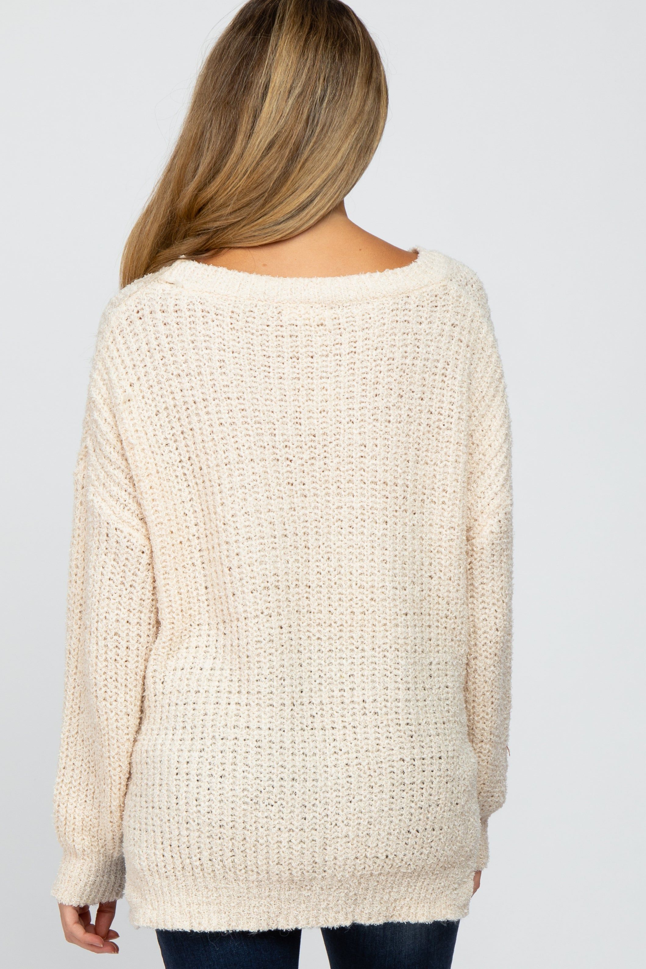 Cream Dropped Shoulder Maternity Sweater sold by Pinkblush product image thumbnail 3
